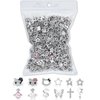 112 PCS Nail Charms Bulk Set for Kawaii Kitty Charms Bling Cute Cross Star Charms Nail Charms and Gems 3D Silver Y2K Nail Charms with Rhinestones Nail Art Accessories
