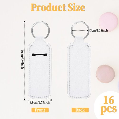 16PCS Sublimation Chapstick Holder Blanks Keychain Chapstick Holder Neoprene Lipstick Holder Keychain Lip Balm Holder Travel Key Ring Holder for Purse, Backpack Women DIY Ornament Crafts Supplies