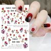 WOKOTO 9 Sheets Flower Nail Art Stickers for Hel Nails 3D Self-Adhesive Pink Red Rose Nail Decals Floral Designs Nail Stickers for Acrylic Nails Art Red Rose Nail Art Design Stickers for Women