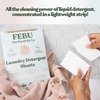 FEBU Eco Friendly Laundry Detergent Sheets | 32 Loads, Fresh Linen | 6x More Cleaning Power With Only 8 Plant-Based Ingredients | Hypoallergenic Laundry Sheets | Zero Waste Laundry Soap Sheets