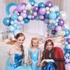 Amandir 162PCS Snow Birthday Party Supplies, Snow Balloon Garland Arch Kit Fringe Curtain Blue Purple Snowflake Confetti Balloons Princess Winter Wonderland Girl Baby Party Decorations
