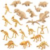 BRETOYIN 20PCS Dinosaur Bone Triceratops Mini Gold Dino for Kids Dinosaur Toy Storage Box Classroom Demonstration Tools Teacher Accessories T-Rex Tyrannosaurus Stegosaurus