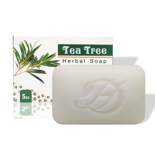 HERBOGANIC Tea Tree Oil Herbal Soap | Bar Soap with Essential Oils | Exfoliates Gently | Moisturises and Hydrates the Skin | All Natural | Equally Effective for Men and Women | 5 oz Bar