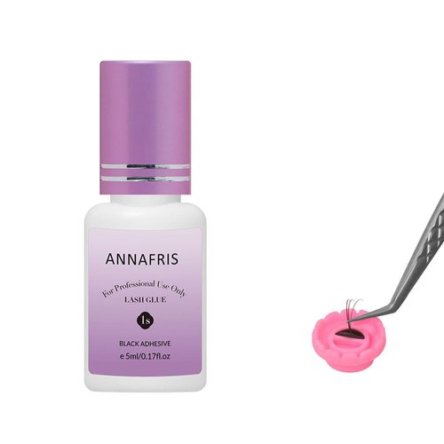 ANNAFRIS Eyelash Extension Glue, Extra Powerful Lash Glue for Eyelash Extensions, 1-1.5 Sec Dry Time/10 Weeks Retention/Waterproof & Anti-Oil Eyelash Glue for Professional Use (5ml)