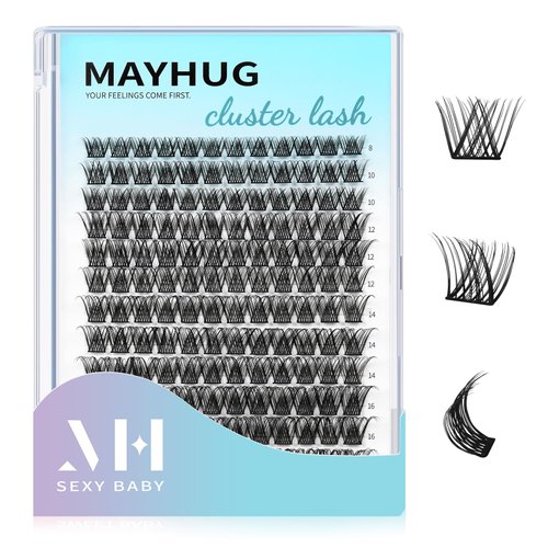MH Lash Clusters 8-18mm Natural Eyelash Clusters Individual Cluster Lashes Super Soft Wispy Eyelash Clusters DIY Eyelash Extensions, Individual Clusters Lashes Ultra-Thin Lash Band (8-18mm, 144PCS)