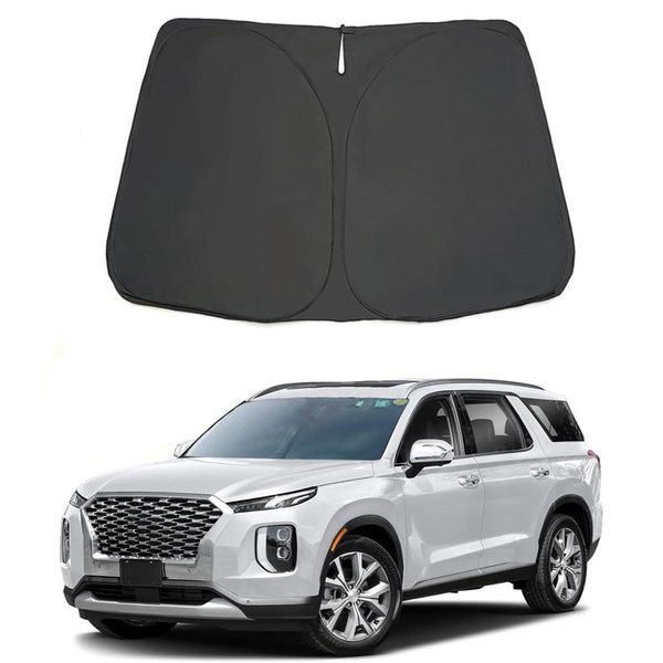 YOFAMO Auto Windshield Sun Shade Custom Fit for Hyundai Palisade 2023 2022 2021 2020 Foldable Car Front Window Sunshade Accessories Sun Visor Protector Reflective Cover Block UV Rays & Sun Heat(Black)