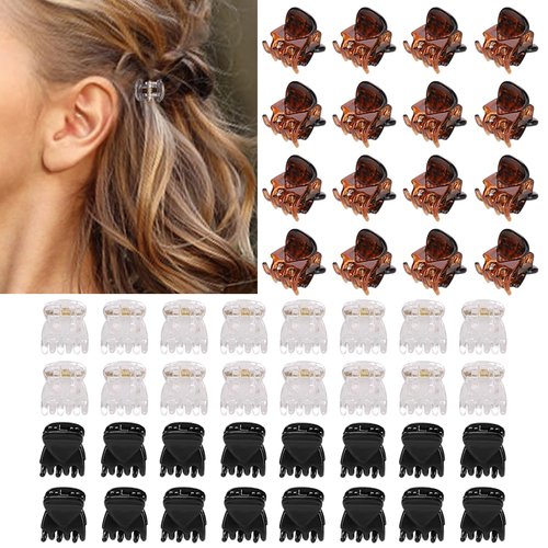 Semjikoy 48 Pcs Mini Hair Clips Small Jaw Clips Suitable for Adults and Children Can be Used for Hairstyle Design Mix of Three Colours