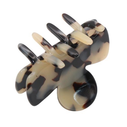 French Amie Grace Small 2” Cellulose Acetate Handmade Non Slip Flexible Hair Claw Clips for Fine Hair Women Hair Accessories, Made in France (White Tokyo)