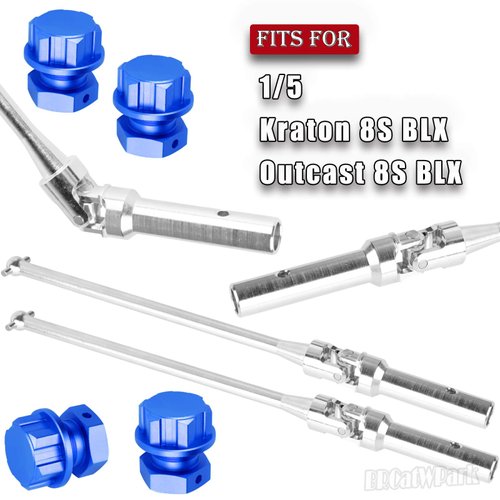 BRCatWPark RC Drive Shaft Axles (Front Rear) Upgrades Part for 1/5 KRATON 8S BLX Outcast 8S BLX,4PCS CVD Driveshaft w/Wheel Hex Nuts Hop Ups,Silver & Navy Blue