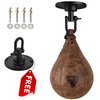 FISTRAGE Speed Ball Boxing Bag Leather MMA Muay Thai Training Punching Dodge Striking Kit with Free Hanging Swivel Workout Speedball Kicking Platform Equipment (Black)