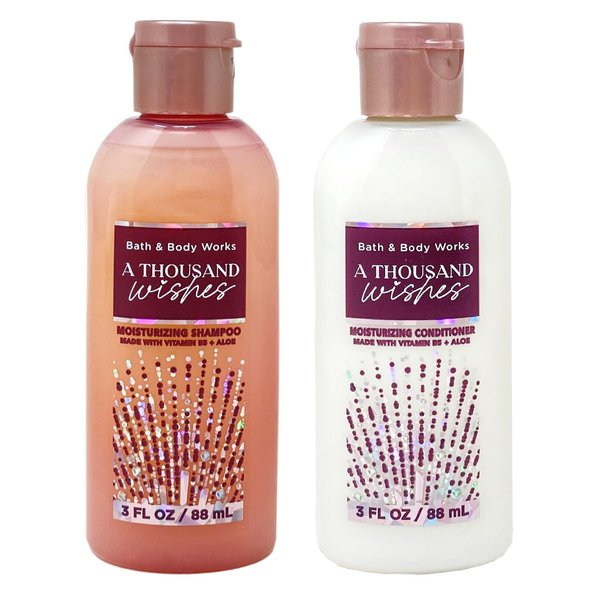 Generic Bath and Body Work A THOUSAND WISHES Mini Hair Care Bundle - Shampoo and Conditioner - Travel Size, pink