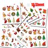 144 PCS Assorted Christmas Temporary Tattoos, Waterproof Body Face Stickers Birthday Stocking Stuffed Xmas Gifts Party Favors for Adults Kids, 72 Patterns