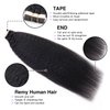 Liqusee Kinky Straight Tape In Hair Extensions Human Hair 100% Remy Hair Natural Black 14 inch 20pcs 50g/Pack Double Sided Seamless Skin Weft Tape ins Real Human Hair Extensions for Black Women