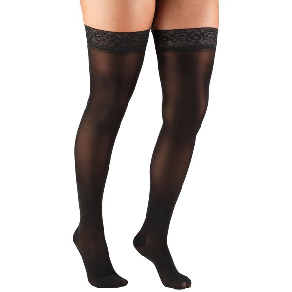 Truform Sheer Compression Stockings, 20-30 mmHg, Women's Thigh High Length, 30 Denier, Black, Small