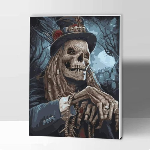 KOMI Paint by Numbers Kits for Adults Kids Beginner, Paint by Number Canvas with Frame for Wall Art Decor, Skull Gentlemen 12x16inch