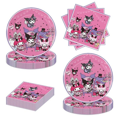 40Pack Kuro birthday Party Supplies include 20 plates, 20 napkins for the Kuro party decoration