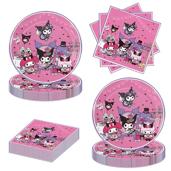 40Pack Kuro birthday Party Supplies include 20 plates, 20 napkins for the Kuro party decoration