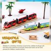 Liliful 8 Pcs Straight Wooden Tracks Expansion Train Track Adapters Male Male Female Female Train Track Accessories Railway Train Track Connectors for Table Activity, Compatible with Railroad Set
