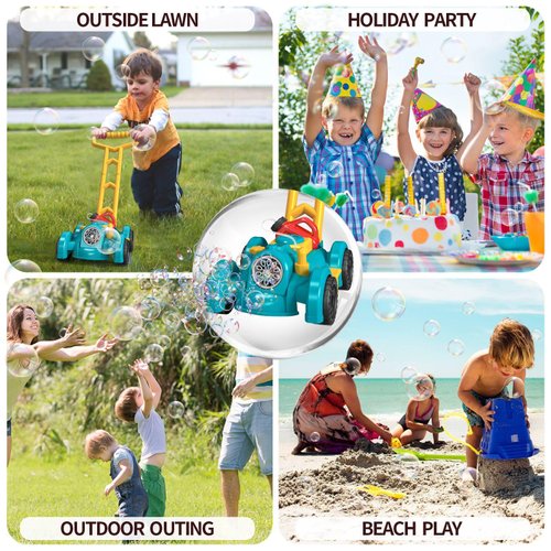 Fulercni Bubble Lawn Mower for Toddlers,Bubble Machine with Lights,Bubble Maker Toys for Party Outdoor Wedding Birthday