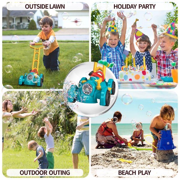 Fulercni Bubble Lawn Mower for Toddlers,Bubble Machine with Lights,Bubble Maker Toys for Party Outdoor Wedding Birthday