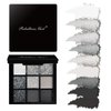 VERONNI Black Smokey Gray Silver Glitter Eyeshadow Palette, 9 Colors Matte&Shimmer&Glitter Eyeshadow Makeup, Long Lasting Blendable Neutral Eye Look, Highly Pigmented Eye Shadow Powder