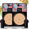 2 Pack Mushroom Head Air Cushion CC Cream, Beauty Cream EXO TOO Foundation, Full Coverage Base Beauty Cream Makeup with Two Mushroom Head Sponges