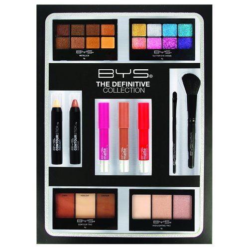 BYS The Definitive Collection Makeup Kit - Eyeshadow, Glitter Eye Cream, Contour Stick, Color Balm - Beauty Gift Set