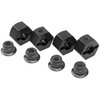 Vgoohobby Metal 12mm Hex Wheel Hubs 7mm Thick Drive Adapters with Flanged Lock Nuts Compatible with Traxxas 1/10 4WD Rustler Slash Stampede RC Car，Replace Part 1654 (Black)