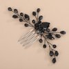 Chargances Bridal Black Crystal Teardrop Hair Comb Wedding Rhinestone Hair Side Combs Vintage Headpiece Bridesmaids Hair Accessories for Women