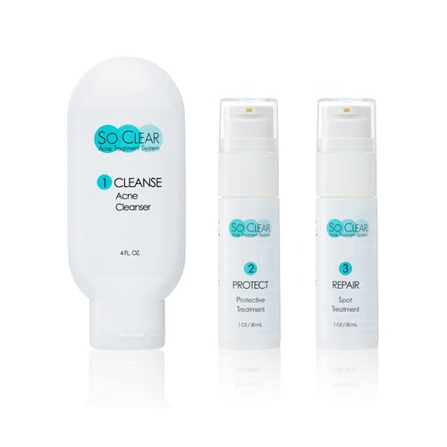 RemeVerse So Clear Daily 3 Step Acne Treatment System; Benzoyl Peroxide to Cleanse, Protect & Repair, 30 Day Kit