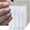 6 Sheets French Tip Nail Art Sticker for Nail Art 5D Luxury Lines French Nail Decals Self-Adhesive with Crystal Diamond Design Gold Silver Nail Stickers for Women Girls Acrylic Manicure Accessories
