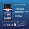 Krill Oil Omega 3 Supplement 1000 mg - Antarctic Krill Oil with Omega-3 EPA, DHA with Astaxanthin Sourced from Red Krill, Brain Health & Immune Support with Phospholipids - 30 Servings, 60 Softgels