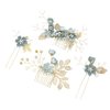 Kisangel 4pcs pearl floral leaf hair accessories Wedding Hair Comb Flower Hair Comb Set Rhinestone Pearl Hair Clips Wedding Hair Accessories for floral hair clip Brides bridal hair comb (Green)