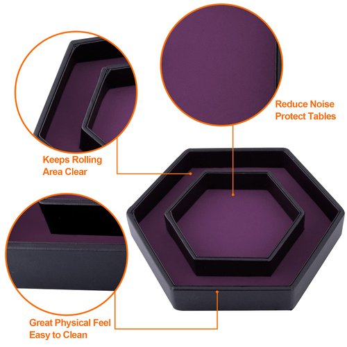 SIQUK Dice Tray with Lid Hexagon Dice Rolling Tray Dice Holder for Dice Games Like RPG, DND and Other Table Games, Purple