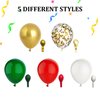 PheiLa 50 Pcs 12 Inch Christmas Balloons Red Green White Gold Confetti Balloons Christmas Party Decoration Supplies for Xmas Birthday Baby Shower Wedding New Year Party Decorations