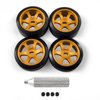Abendor 6 Spoke Wheel Rims & Rc Car Drift Tires for 1/28 RC Hobby Model Car, [2*Narrow+2*Wide] 4 Pcs 20mm Aluminum Alloy Rims with Tires for Wltoys K969 K989 P929 AWD XRX AMZ WL DRZ GLA BZ
