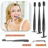 TOKII Toothbrush with Soft Bamboo Charcoal Bristles & Sliding Tongue Scraper Reduces Bad Breath | Improves Taste Buds | Waterproof Travel Pouch | Hygienic Holder | Color- Black & White