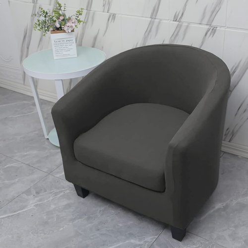 WOMACO 2 Pieces Club Chair Slipcover Printed Stretch Armchair Tub Round Barrel Swivel Chair Covers withc Cushion Cover Elastic Bottom Sofa Furniture Protector for Tullsta (1, Gray)