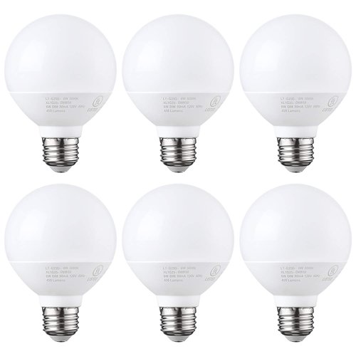 TORCHSTAR G25 LED Globe Light Bulbs, Dimmable, 5000K Daylight, Vanity Light Bulb, UL & Energy Star Listed, E26 Base, Pack of 6