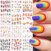 12 Sheets French Nail Art Stickers Decals Colorful Stripes Lines Irregular Geometric Water Transfer Nail Stickers 3D French Abstract Nail Decals Nail Art Supplies for Women Girls DIY Acrylic Nails