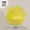 Juvale 100 Pack 12 Inch Gold Doilies, Round Paper Placemats for Weddings, Desserts, Table Settings