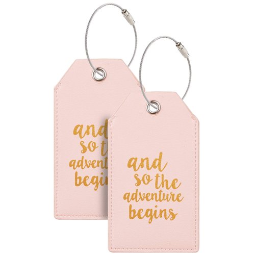Luggage Tag & Personalized Luggage Tags for Suitcases Leather Bag Tags for Backpacks Handbag School Instrument with Name ID Label Travel Essentials, Unique Fun Pink Baggage Tags 2 Pack