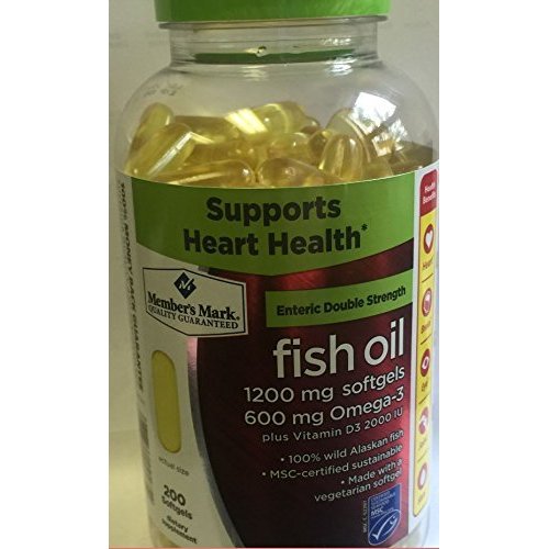 Member&#39;s Mark Enteric Double Strength Fish Oil 1200mg Softgels 600mg Omega-3 EPA DHA Plus Vitamin...