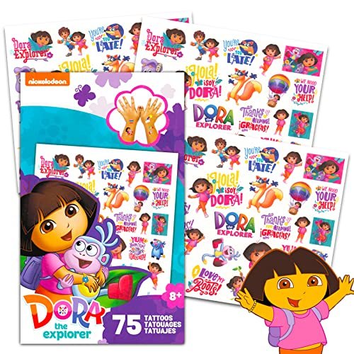 Dora the Explorer Temporary Tattoos Set ~ 75 Dora Tattoos Party Favors for Kids Girls Boys