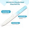 CANVALITE Glass Nail File for Natural Nails Double Sided 180/320 Grit Crystal Nail Files with Case Glass Fingernail File Stocking Stuffers for Women Girls Gifts, Light Blue
