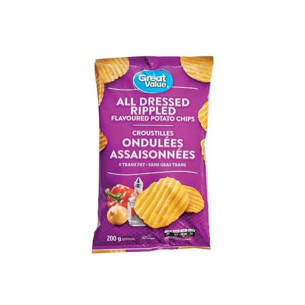 Great Value All Dressed Potato Chips, 200g/7.1 oz., Bag {Imported From Canada}