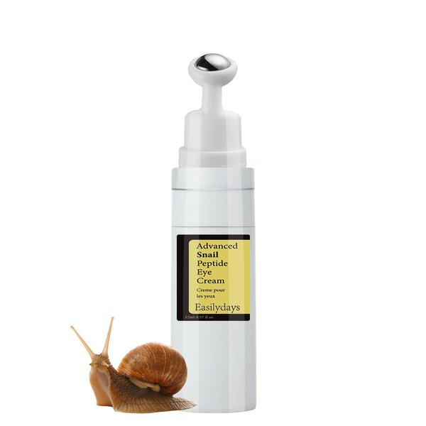 Easilydays Snail Peptide Advanced Under Eye Cream for Dark Circles, with 360° Massage Ball Reduces Wrinkles &Fine Lines, Eye Essence Roll-On, Firms, Moisturizes, and Tightens Puffy Eyes for Men&Women