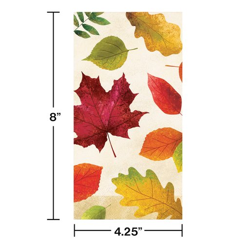 Creative Converting Leaves Dinner Napkins, 8" x 4", Multi-color