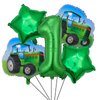 5Pcs Tractor Foil Balloons Green Tractor Birthday Number 1 Mylar Foil Balloon Farm for 1st Birthday Party Decorations