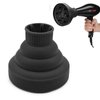 Universal Collapsible Hair Dryer Diffuser, Silicone Blow Dryer Diffuser Attachment Portable Travel Hair Dryer Diffuser for Home Hair Salon, Suitable for Nozzle 1.4 in to 2 in (Black)